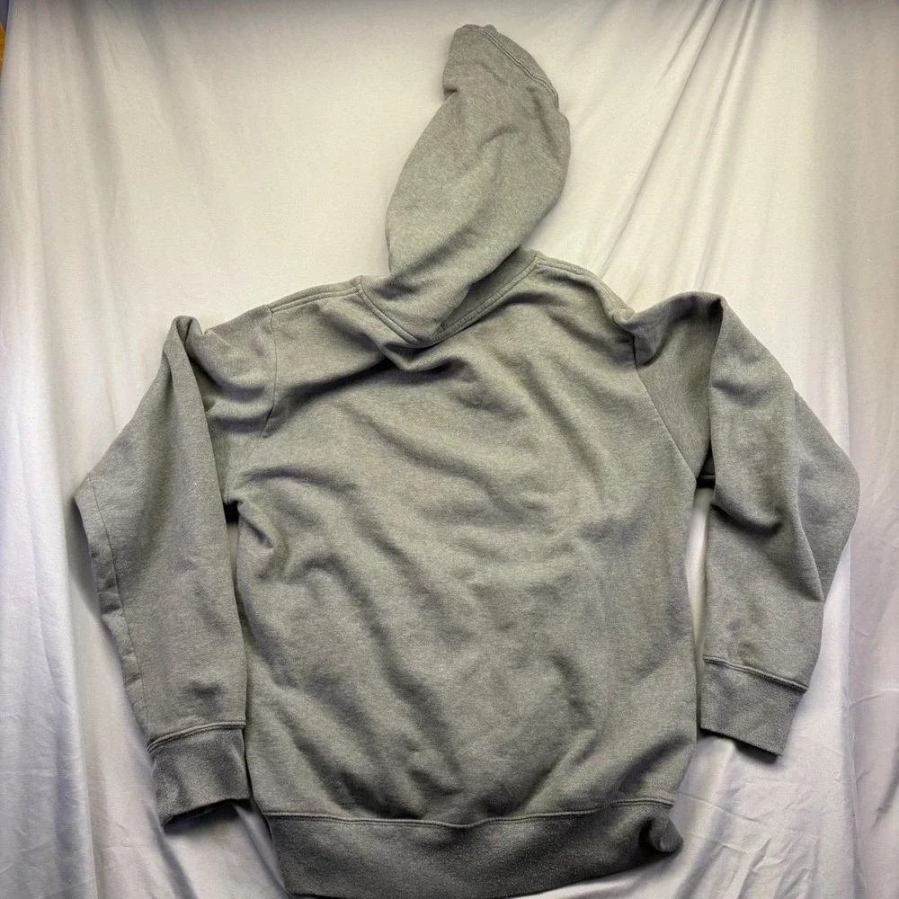 The North Face Mens Gray Orange Vertical‎ Logo Pullover Hoodie Size Medium